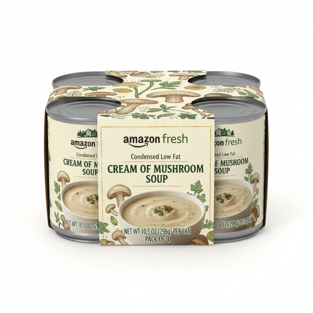 https://farmorganic.shop/products/amazon-fresh-condensed-low-fat-cream-of-mushroom-soup-10-5-oz-previously-happy-belly-packaging-may-vary-pack-of-4 - https://www.farmorganic.shop