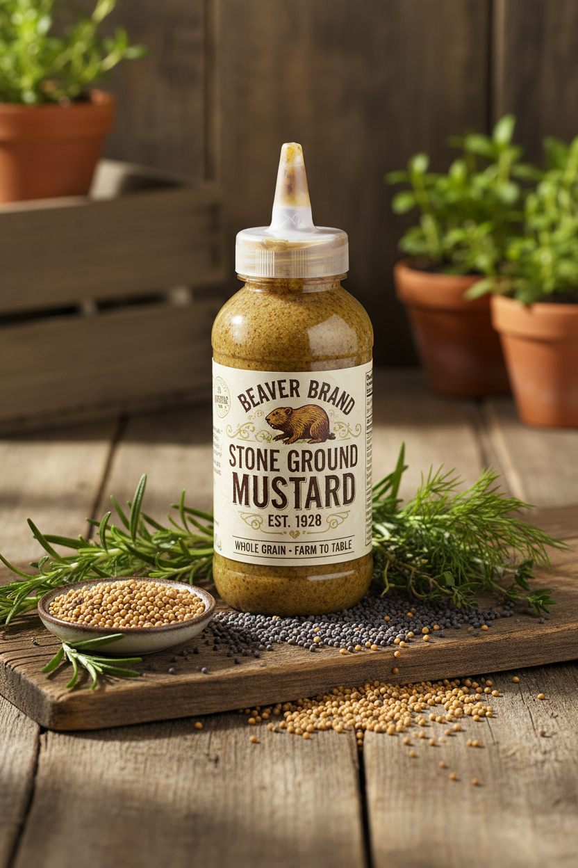 https://farmorganic.shop/products/beaver-stone-ground-mustard-12-oz-squeeze-bottle - https://www.farmorganic.shop