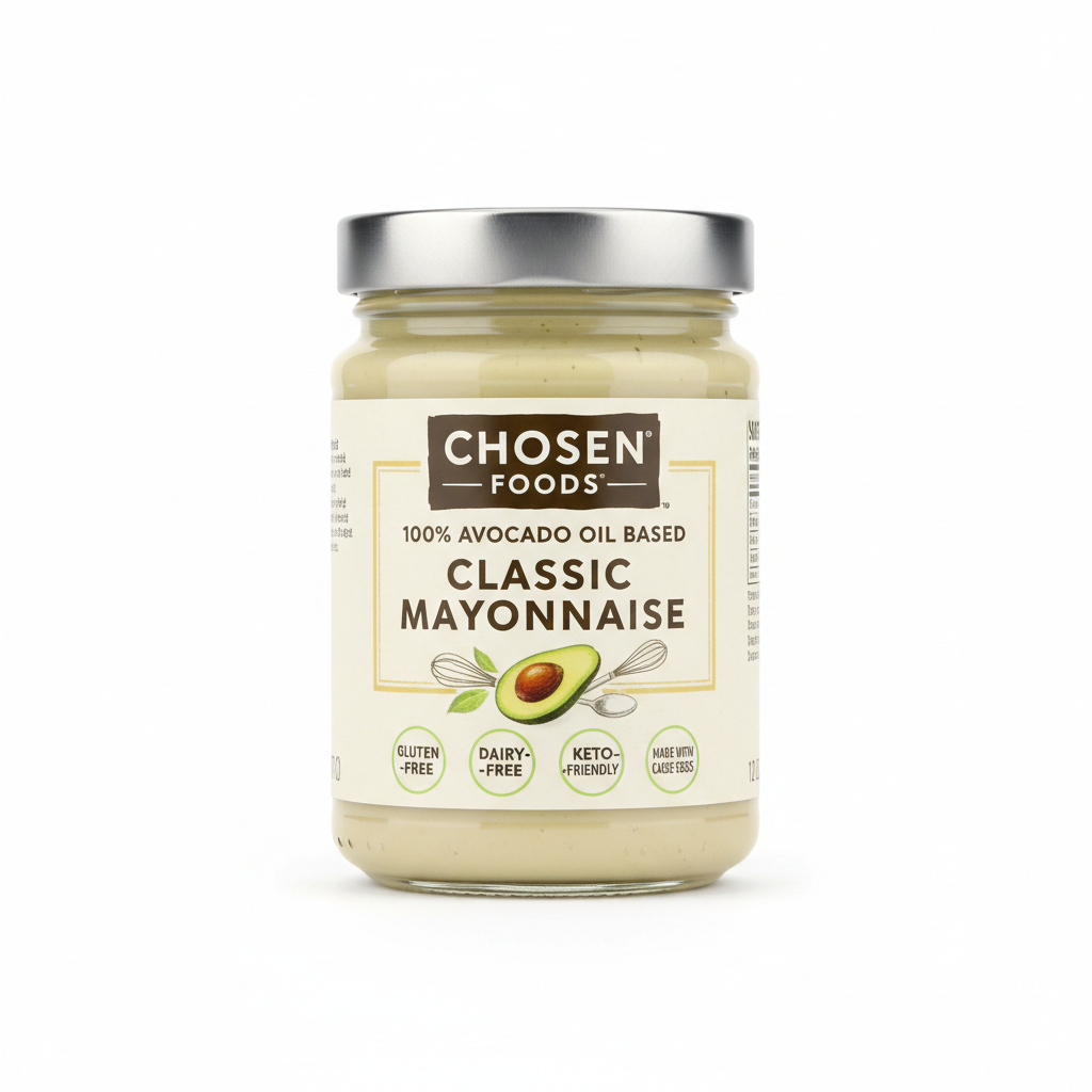 https://farmorganic.shop/products/chosen-foods-100-avocado-oil-based-classic-mayonnaise-gluten-dairy-free-low-carb-keto-diet-friendly-mayo-for-sandwiches-dressings-and-sauces-made-with-cage-free-eggs-12-fl-oz