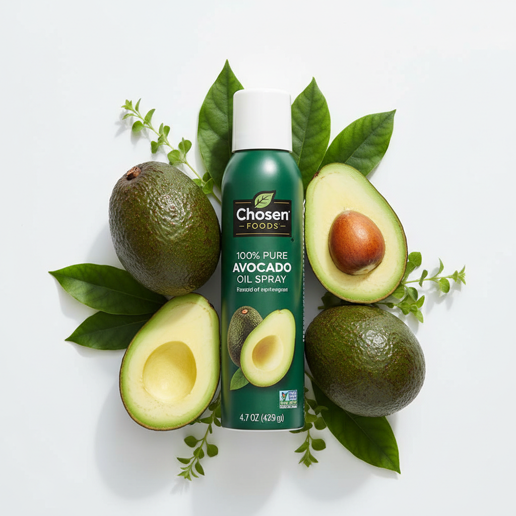 https://farmorganic.shop/products/chosen-foods-100-pure-avocado-oil-spray-4-7-oz-1-pack-non-gmo-500-f-smoke-point-propellant-free-air-pressure-only-for-high-heat-cooking-baking-and-frying - https://www.farmorganic.shop