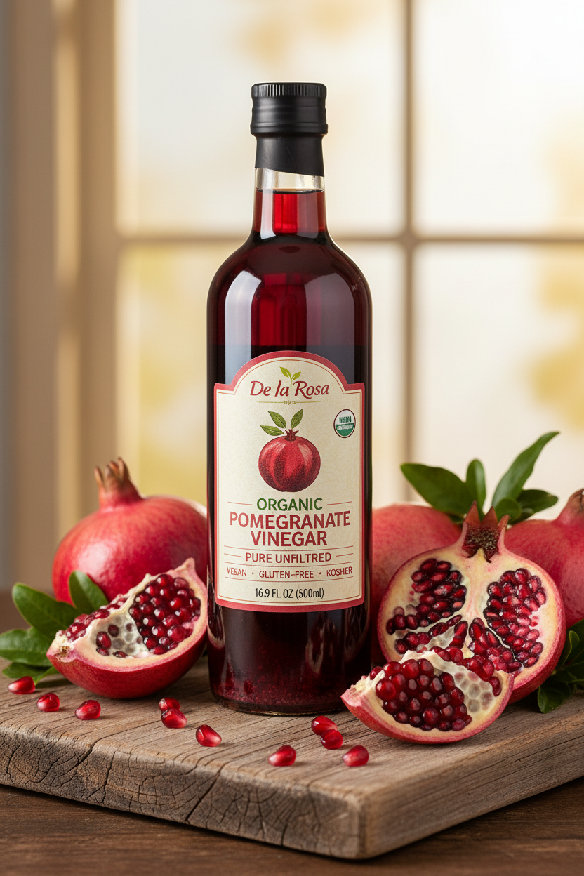 https://farmorganic.shop/products/de-la-rosa-organic-pomegranate-vinegar-pure-unfiltered-vegan-gluten-free-kosher-great-for-salad-dressing-marinades-100-pure-pomegranate-vinegar-16-9-oz-pack-of-1 - https://www.farmorganic.shop