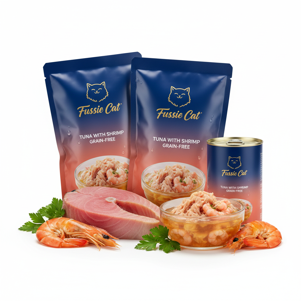https://farmorganic.shop/products/fussie-cat-premium-tuna-with-shrimp-in-aspic-grain-free-wet-cat-food-2-82oz-case-of-24