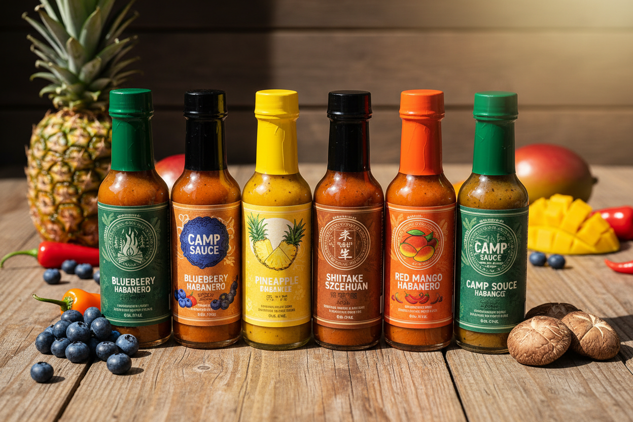 https://farmorganic.shop/products/heartbeat-hot-sauce-co-complete-variety-pack-camp-sauce-pineapple-red-mango-habanero-blueberry-habanero-shiitake-szechuan-6-oz-6-pack