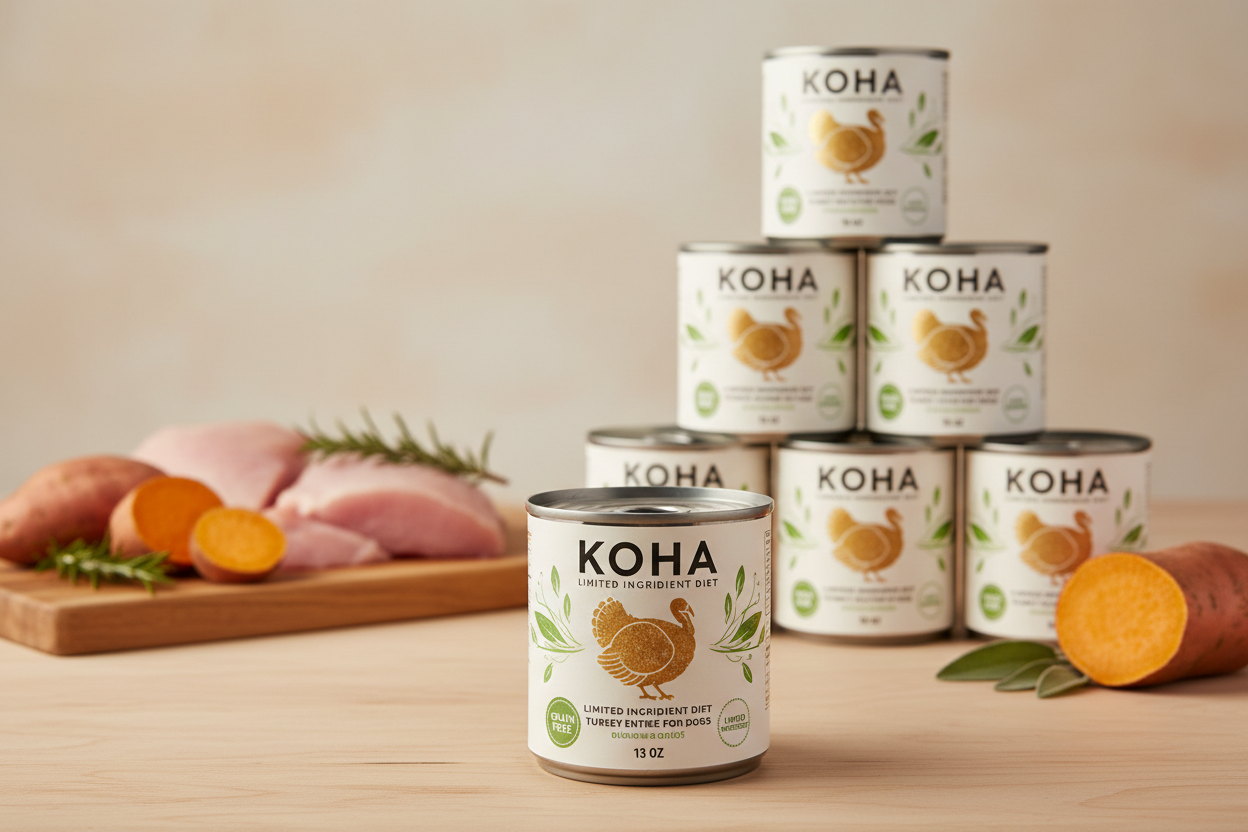 https://farmorganic.shop/products/koha-limited-ingredient-diet-turkey-entree-for-dogs-grain-free-wet-dog-food-with-no-fillers-sensitive-stomach-canned-dog-food-13-oz-pack-of-12
