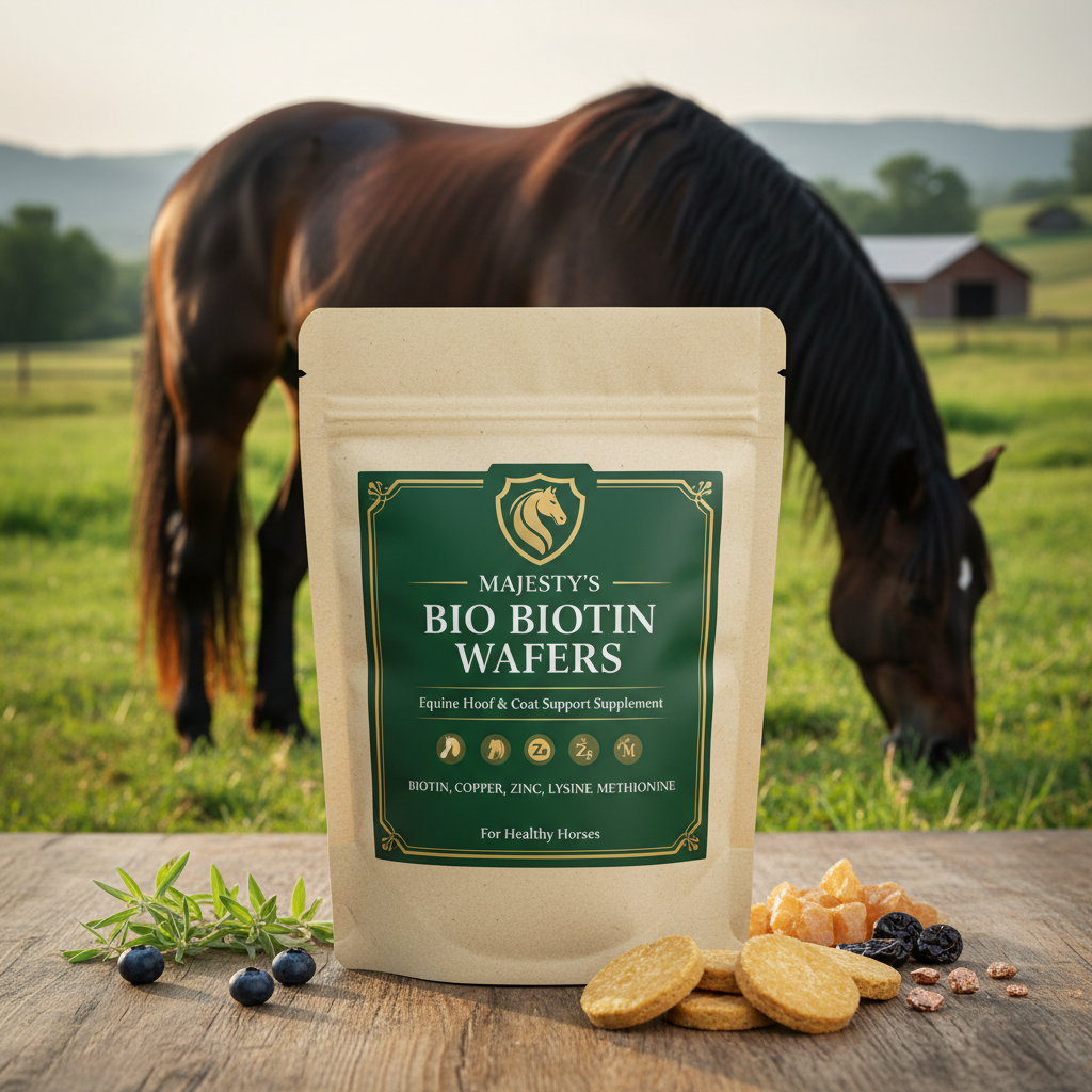 https://farmorganic.shop/products/majestys-bio-biotin-wafers-superior-horse-equine-hoof-and-coat-support-supplement-copper-zinc-lysine-methionine-60-count