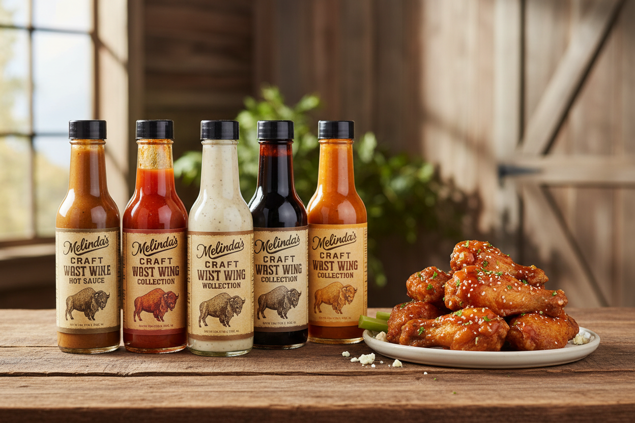 https://farmorganic.shop/products/melinda-s-craft-wing-collection-craft-wing-sauce-condiment-gift-set-for-buffalo-wings-black-truffle-hot-sauce-thai-sweet-chili-japanese-bbq-ghost-pepper-wing-sauce-more-12-oz-6-pack - https://www.farmorganic.shop