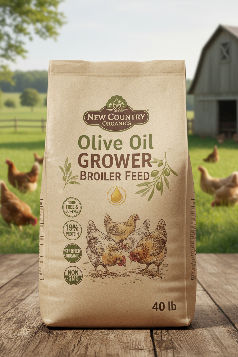 https://farmorganic.shop/products/new-country-organics-olive-oil-grower-broiler-feed-for-growing-pullets-and-cockerels-corn-free-and-soy-free-19-protein-certified-organic-and-non-gmo-40-lbs