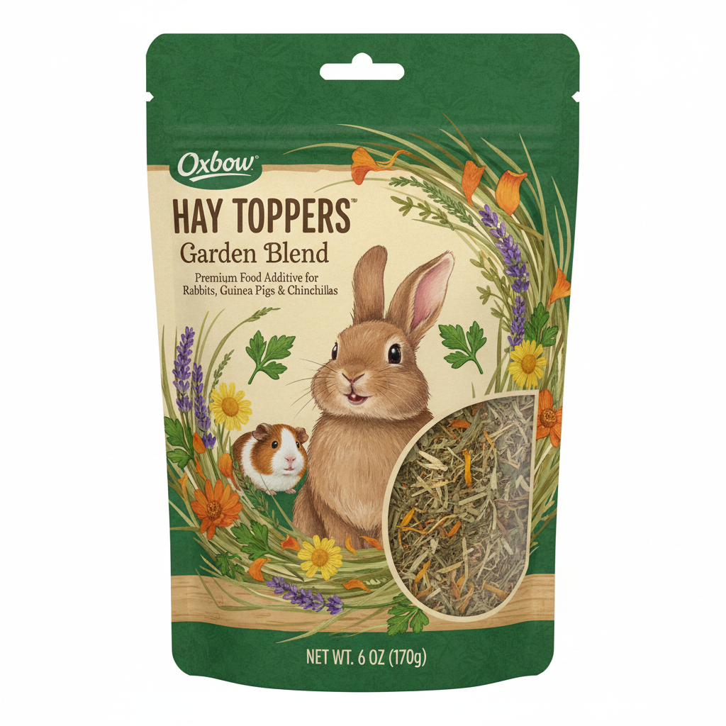 https://farmorganic.shop/products/oxbow-hay-toppers-garden-blend-bunny-treats-foraging-enrichment-for-rabbits-chinchillas-guinea-pigs-and-other-small-herbivores-timothy-hay-topper-premium-rabbit-food-additive-2oz - https://www.farmorganic.shop