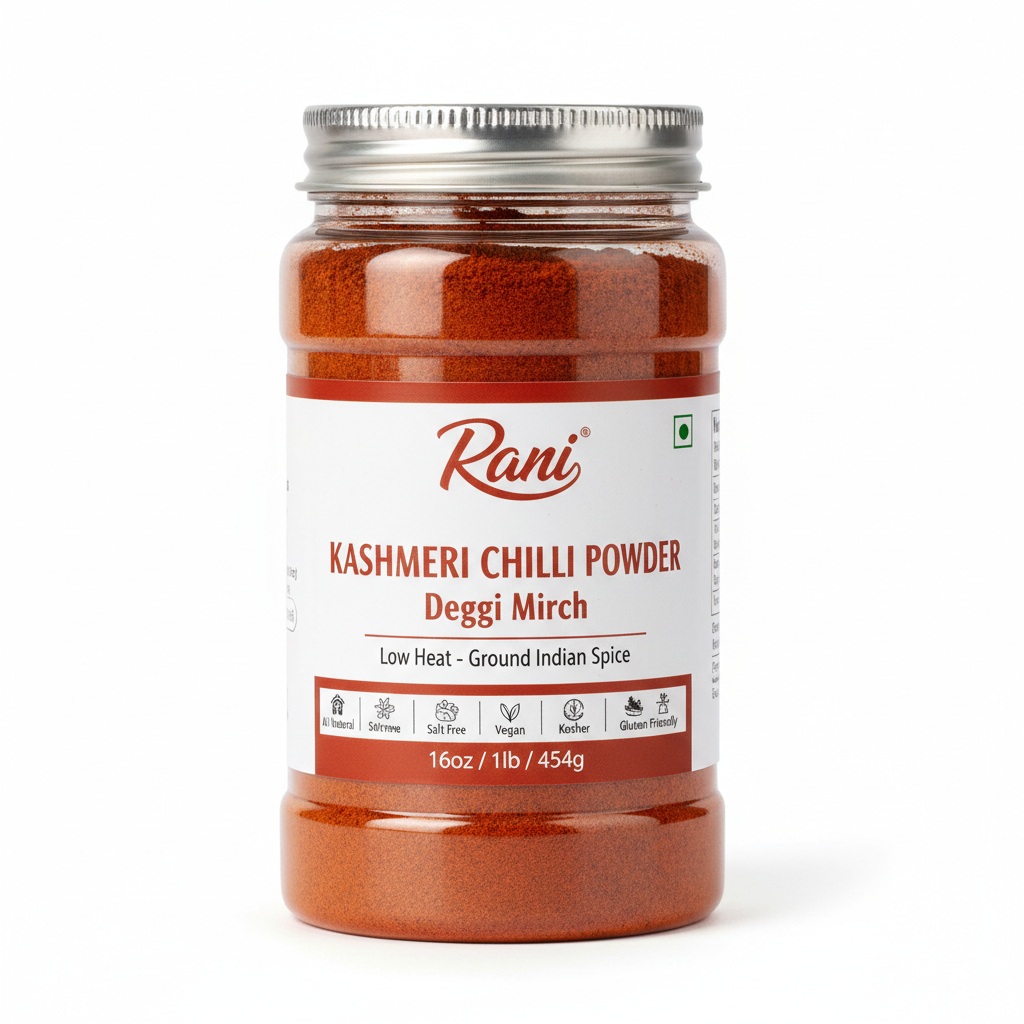https://farmorganic.shop/products/rani-kashmiri-chilli-powder-deggi-mirch-low-heat-ground-indian-spice-16oz-1lb-454g-pet-jar-all-natural-salt-free-vegan-kosher-gluten-friendly