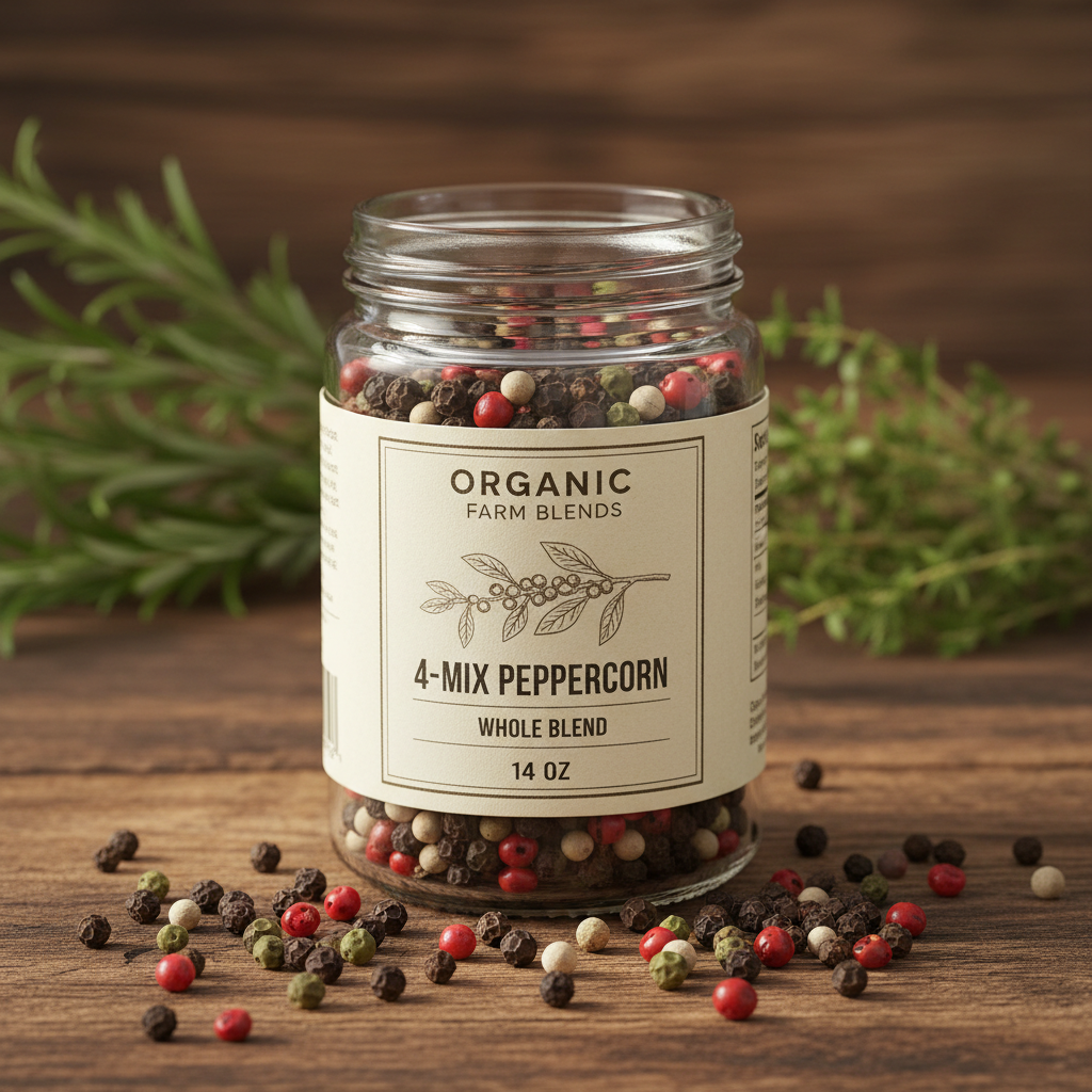 https://farmorganic.shop/products/spiceology-4-mix-peppercorn-bold-aromatic-complex-pepper-blend-whole-black-white-green-pink-peppercorns-perfect-for-grinders-rubs-sauces-marinades-freshly-packed-14-oz - https://www.farmorganic.shop