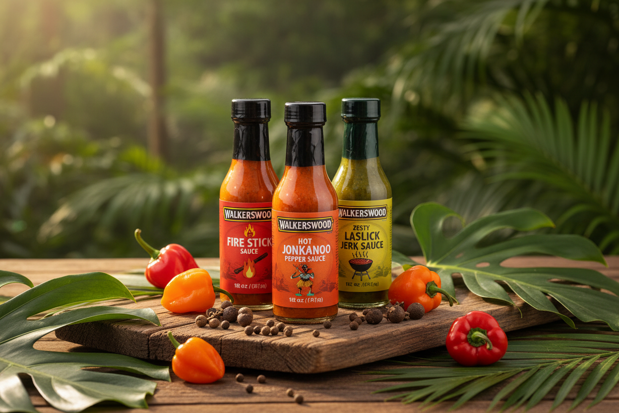https://farmorganic.shop/products/walkerswood-hot-savory-sauce-kit-1-x-6oz-fire-stick-sauce-1-x-6oz-hot-jonkanoo-pepper-sauce-1-x-6oz-zesty-caribbean-one-stop-sauce-1x-6oz-laslick-jerk-sauce