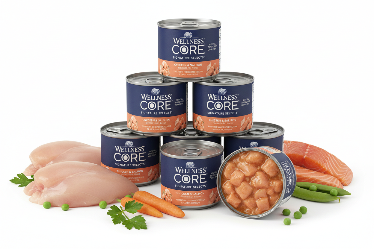 https://farmorganic.shop/products/wellness-core-signature-selects-chunky-adult-wet-cat-food-natural-protein-rich-grain-free-2-8-ounce-12-pack-chicken-salmon