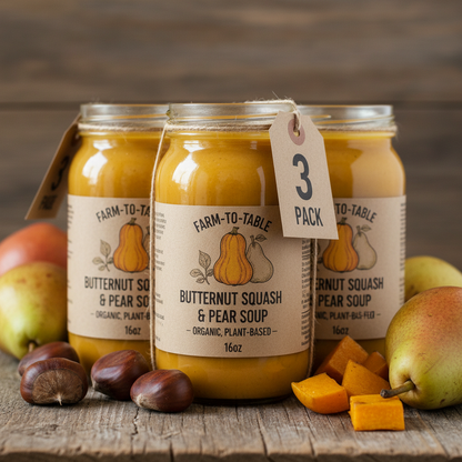 https://farmorganic.shop/products/18-chestnuts-plant-based-soup-butternut-squash-pear-soup-bundle-plant-based-gluten-free-3-jar-pack-16oz - https://www.farmorganic.shop