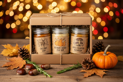 https://farmorganic.shop/products/18-chestnuts-plant-based-soup-holiday-bundle-box-butternut-squash-pear-chestnut-maple-mountain-mushroom-soup-bundle-plant-based-gluten-free-3-jars - https://www.farmorganic.shop