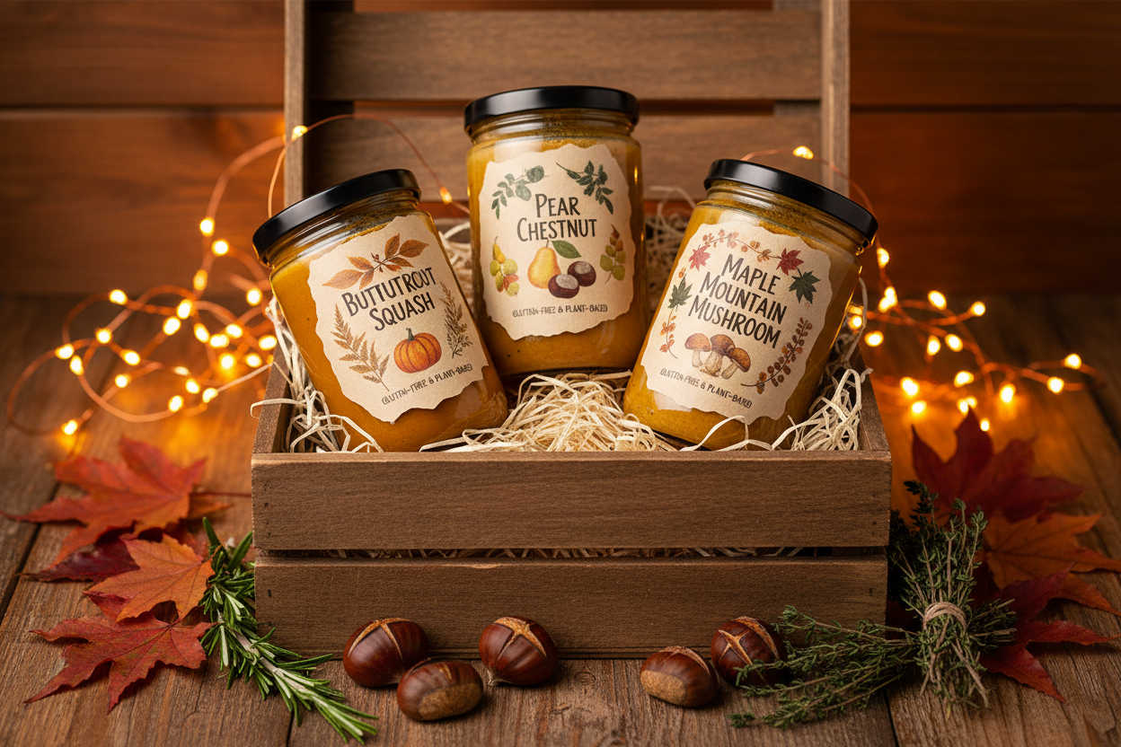 https://farmorganic.shop/products/18-chestnuts-plant-based-soup-holiday-bundle-box-butternut-squash-pear-chestnut-maple-mountain-mushroom-soup-bundle-plant-based-gluten-free-3-jars - https://www.farmorganic.shop