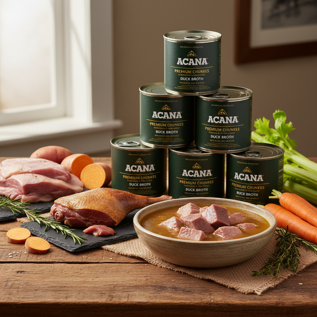 https://farmorganic.shop/products/acana-premium-chunks-in-bone-broth-grain-free-wet-dog-food-duck-recipe-12-8oz-cans-12-count - https://www.farmorganic.shop