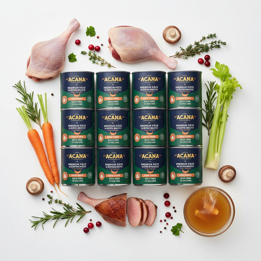https://farmorganic.shop/products/acana-premium-pate-in-bone-broth-grain-free-wet-dog-food-duck-recipe-12-8oz-cans-12-count - https://www.farmorganic.shop