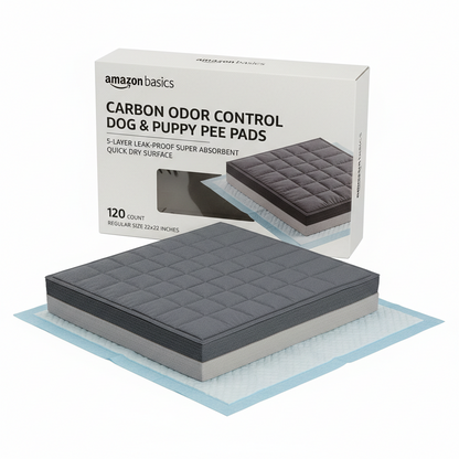https://farmorganic.shop/products/amazon-basics-carbon-odor-control-dog-and-puppy-pee-pads-5-layer-leak-proof-super-absorbent-quick-dry-surface-for-potty-training-regular-size-22x22-gray-120-count - https://www.farmorganic.shop