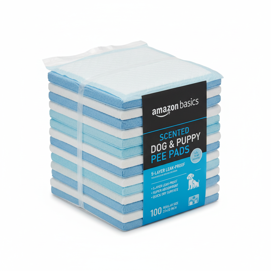 https://farmorganic.shop/products/amazon-basics-scented-dog-and-puppy-potty-training-pee-pads-5-layer-leak-proof-super-absorbent-with-quick-dry-surface-regular-size-22-x-22-inch-blue-white-100-count