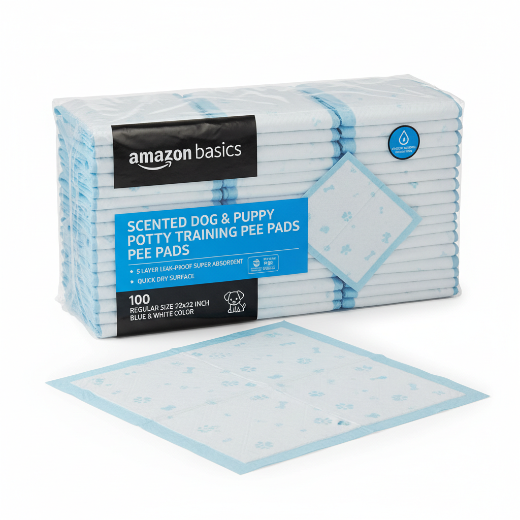 https://farmorganic.shop/products/amazon-basics-scented-dog-and-puppy-potty-training-pee-pads-5-layer-leak-proof-super-absorbent-with-quick-dry-surface-regular-size-22-x-22-inch-blue-white-100-count - https://www.farmorganic.shop