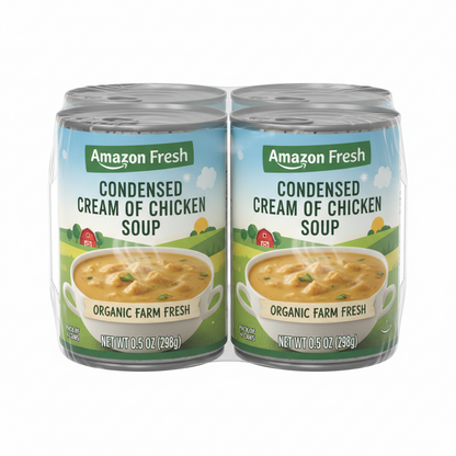 https://farmorganic.shop/products/amazon-fresh-condensed-cream-of-chicken-soup-10-5-oz-previously-happy-belly-packaging-may-vary-pack-of-4 - https://www.farmorganic.shop