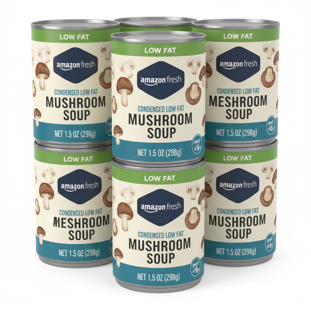https://farmorganic.shop/products/amazon-fresh-condensed-low-fat-cream-of-mushroom-soup-10-5-oz-previously-happy-belly-packaging-may-vary-pack-of-6 - https://www.farmorganic.shop