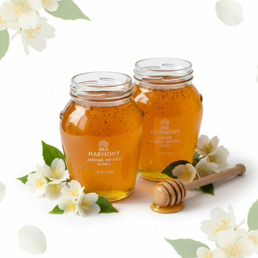 https://farmorganic.shop/products/bee-harmony-jasmine-infused-honey-12-oz-pack-of-2 - https://www.farmorganic.shop