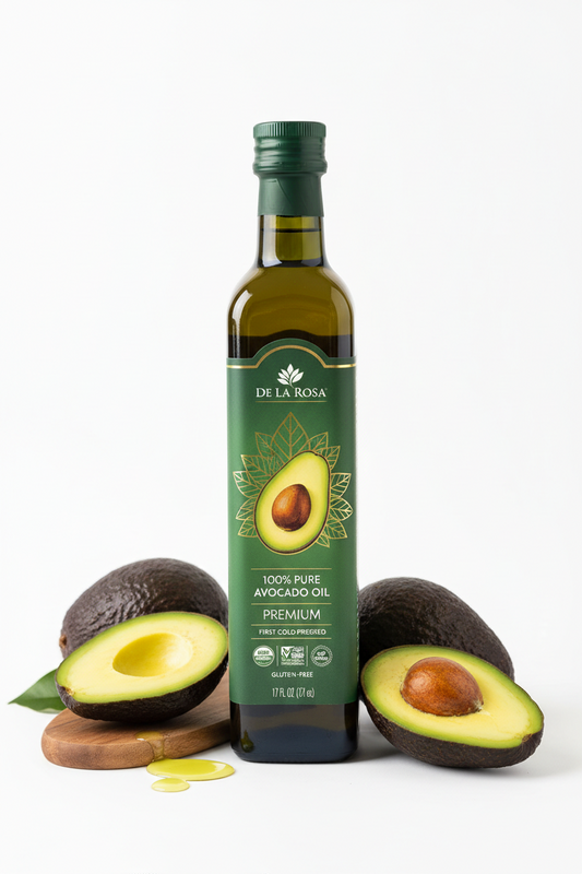https://farmorganic.shop/products/de-la-rosa-100-pure-avocado-oil-kosher-for-passover-vegan-non-gmo-gluten-free-great-for-high-smoke-point-cooking-first-cold-pressed-avocado-oil-17-oz-pack-of-1 - https://www.farmorganic.shop
