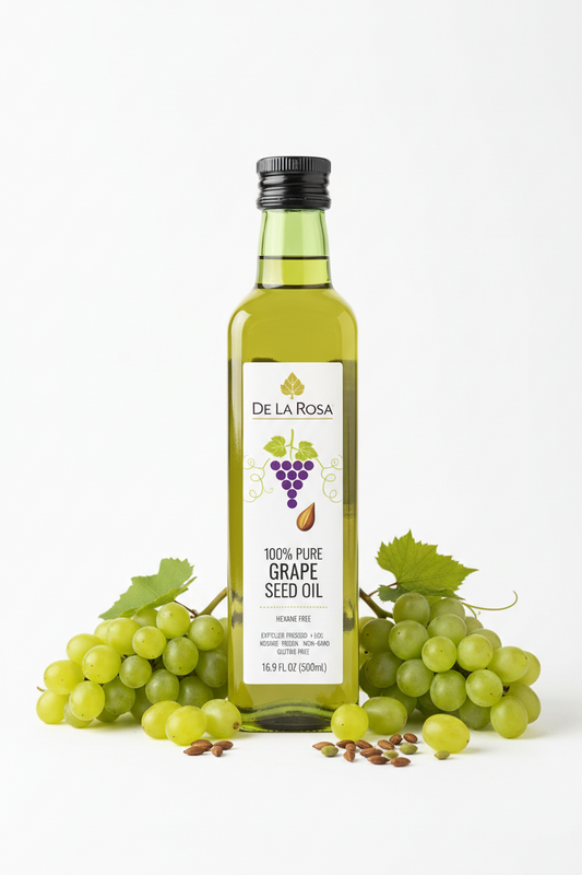 https://farmorganic.shop/products/de-la-rosa-100-pure-grape-seed-oil-expeller-pressed-hexane-free-kosher-for-passover-vegan-non-gmo-gluten-free-great-for-high-smoke-point-cooking-natural-grape-seed-cooking-oil-16-9-oz-pack-of-1 - https://www.farmorganic.shop