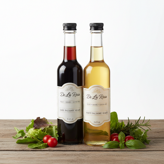 https://farmorganic.shop/products/de-la-rosa-dark-white-balsamic-glaze-vegan-kosher-for-passover-gluten-free-great-for-salad-dressings-marinades-more-made-from-balsamic-vinegar-of-spain-8-45-oz-combo - https://www.farmorganic.shop