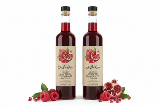 https://farmorganic.shop/products/de-la-rosa-organic-raspberry-pomegranate-vinegar-raw-unfiltered-vegan-gluten-free-kosher-great-for-organic-salad-dressing-and-marinades-100-pure-vinegars-8-45-oz-pack-of-2 - https://www.farmorganic.shop