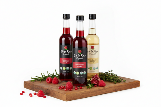 https://farmorganic.shop/products/de-la-rosa-organic-vinegar-variety-pack-raspberry-pomegranate-white-balsamic-vinegar-vegan-kosher-non-gmo-gluten-free-great-for-salad-dressing-marinades-more-16-9-oz-pack-of-3 - https://www.farmorganic.shop