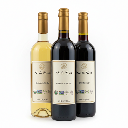 https://farmorganic.shop/products/de-la-rosa-organic-white-wine-red-wine-balsamic-vinegar-vegan-kosher-non-gmo-gluten-free-great-for-salad-dressing-marinades-more-16-9-oz-pack-of-3 - https://www.farmorganic.shop