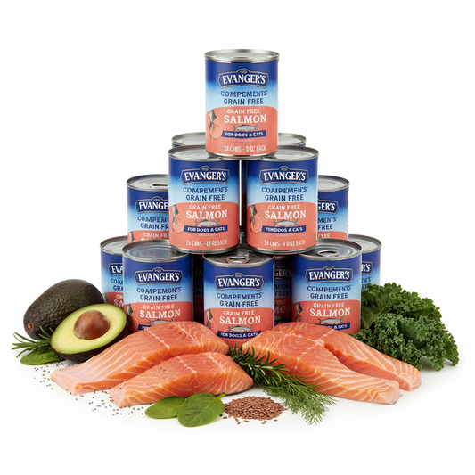 https://farmorganic.shop/products/evangers-complements-grain-free-salmon-for-dogs-cats-24-count-6-oz-each-single-protein-grain-gluten-free-rich-in-omegas-protein-rotation-dry-food-topper