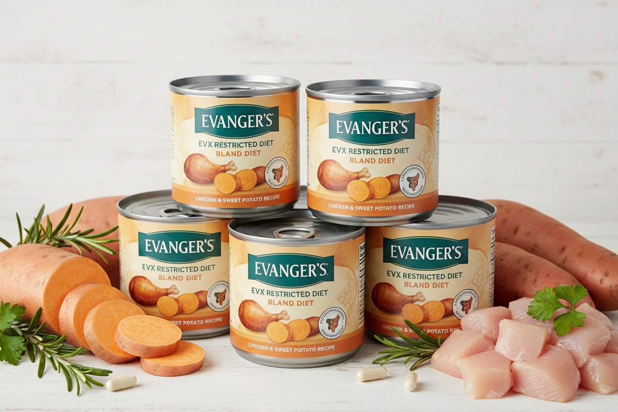 https://farmorganic.shop/products/evangers-evx-restricted-diet-bland-diet-canned-cat-food-24-count-5-5-oz-each-chicken-sweet-potato-recipe-with-prebiotics-postbiotics-for-digestive-microbiome-gut-health-support - https://www.farmorganic.shop