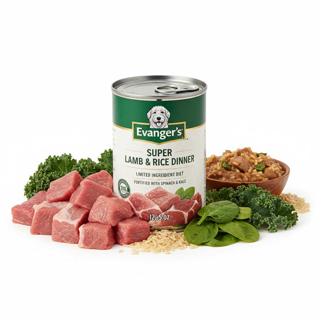 https://farmorganic.shop/products/evangers-super-lamb-rice-dinner-12-count-12-5-oz-each-limited-ingredient-diet-grain-gluten-free-fortified-with-spinach-kale-wet-dog-food - https://www.farmorganic.shop