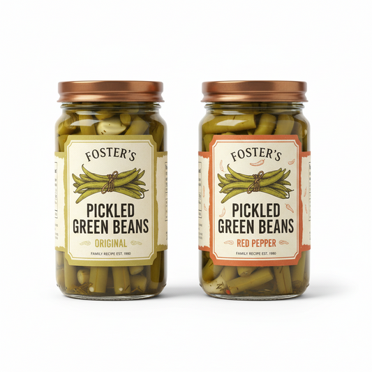 https://farmorganic.shop/products/fosters-pickled-green-beans-variety-pack-original-and-red-pepper-16oz-2-pack-traditional-pickled-vegetables-recipe-for-over-40-years-low-calorie-snack-gluten-free-fat-and-preservative-free