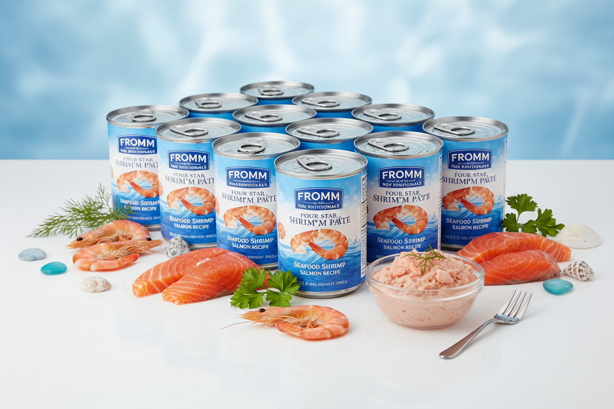 https://farmorganic.shop/products/fromm-four-star-nutritionals-seafood-shrimp-pate-cat-food-premium-wet-cat-food-salmon-recipe-case-of-12-5-5-oz-cans - https://www.farmorganic.shop