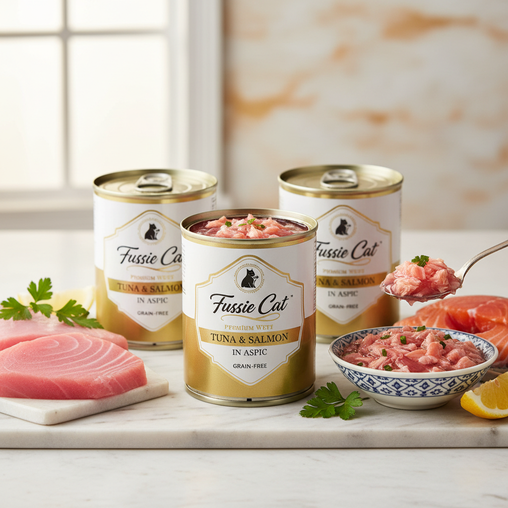 https://farmorganic.shop/products/fussie-cat-premium-tuna-salmon-in-aspic-grain-free-wet-cat-food-2-82oz-cans-case-of-24-cans-tuna-salmon-in-aspic - https://www.farmorganic.shop