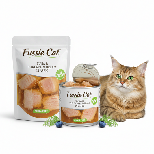 https://farmorganic.shop/products/fussie-cat-premium-tuna-threadfin-bream-in-aspic-grain-free-wet-cat-food-2-82oz-case-of-24