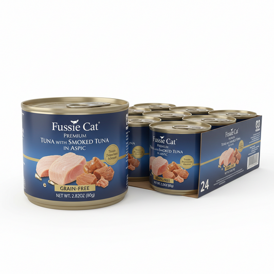 https://farmorganic.shop/products/fussie-cat-premium-tuna-with-smoked-tuna-in-aspic-grain-free-wet-cat-food-2-82oz-case-of-24