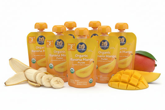 https://farmorganic.shop/products/gerber-stage-2-baby-food-organic-banana-mango-puree-pouch-2-servings-of-fruit-no-added-sweetener-no-artificial-colors-or-flavors-12-pack