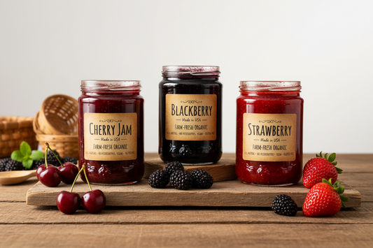 https://farmorganic.shop/products/green-jay-gourmet-classic-jam-collection-cherry-blackberry-strawberry-jam-all-natural-fruit-jam-bundle-vegan-gluten-free-jam-no-preservatives-or-corn-syrup-made-in-usa-3-x-20-ounces