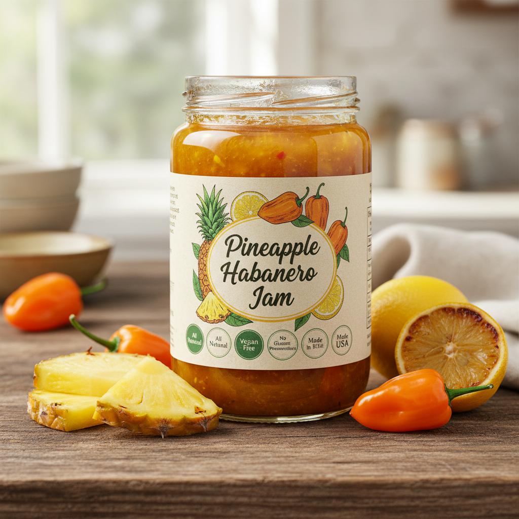https://farmorganic.shop/products/green-jay-gourmet-pineapple-habanero-jam-all-natural-pineapple-jam-with-fresh-pineapple-habanero-peppers-lemon-juice-vegan-gluten-free-jam-with-no-preservatives-made-in-usa-20-ounces - https://www.farmorganic.shop