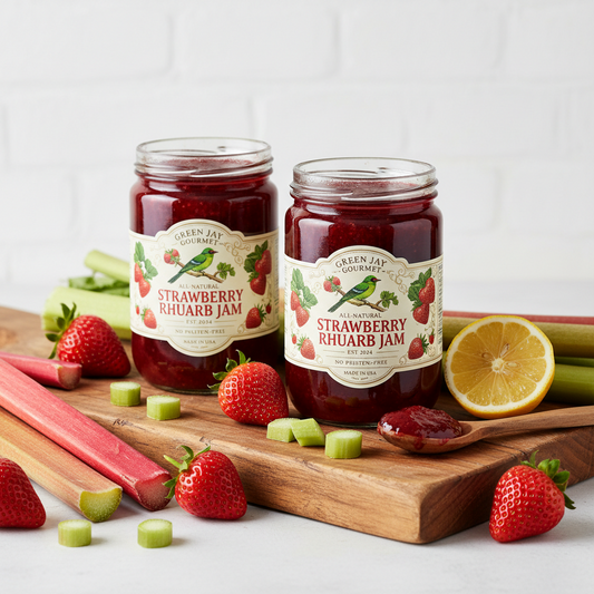 https://farmorganic.shop/products/green-jay-gourmet-strawberry-rhubarb-jam-all-natural-fruit-jam-with-strawberries-rhubarb-lemon-juice-vegan-gluten-free-strawberry-jam-contains-no-preservatives-made-in-usa-2-x-20-ounces