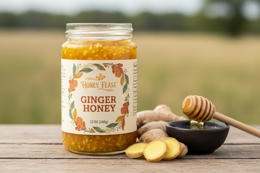 https://farmorganic.shop/products/honey-feast-ginger-honey-12oz-natural-ginger-root-infused-raw-honey-unfiltered-florida-honey-perfect-for-tea-and-cooking