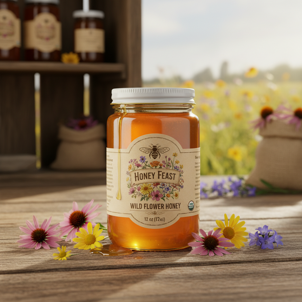 https://farmorganic.shop/products/honey-feast-honey-wild-flower-12-ounce - https://www.farmorganic.shop