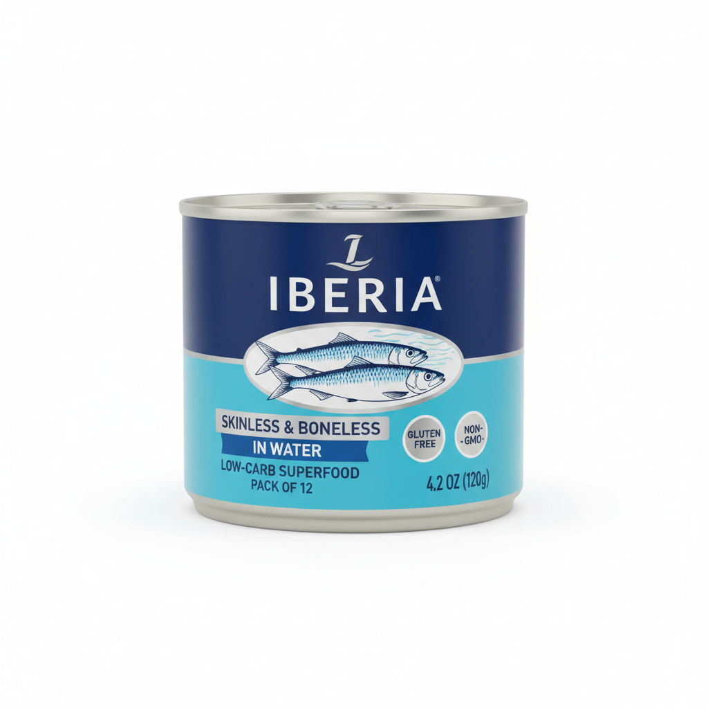 https://farmorganic.shop/products/iberia-skinless-boneless-sardines-in-water-4-2-ounce-pack-of-12-gluten-free-non-gmo-moist-and-tender-low-carb-convenient-superfood - https://www.farmorganic.shop