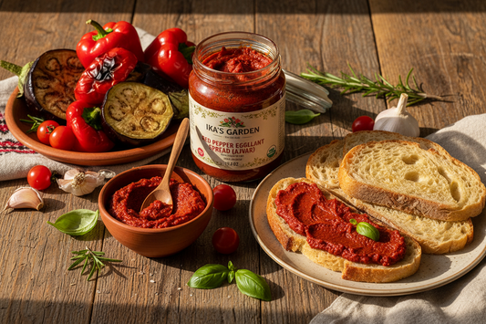 https://farmorganic.shop/products/ika-s-garden-red-pepper-eggplant-spread-ajvar-19-4-oz-authentic-balkan-recipe-vegan-gluten-free-gmo-free-versatile-dip-spread-or-sauce