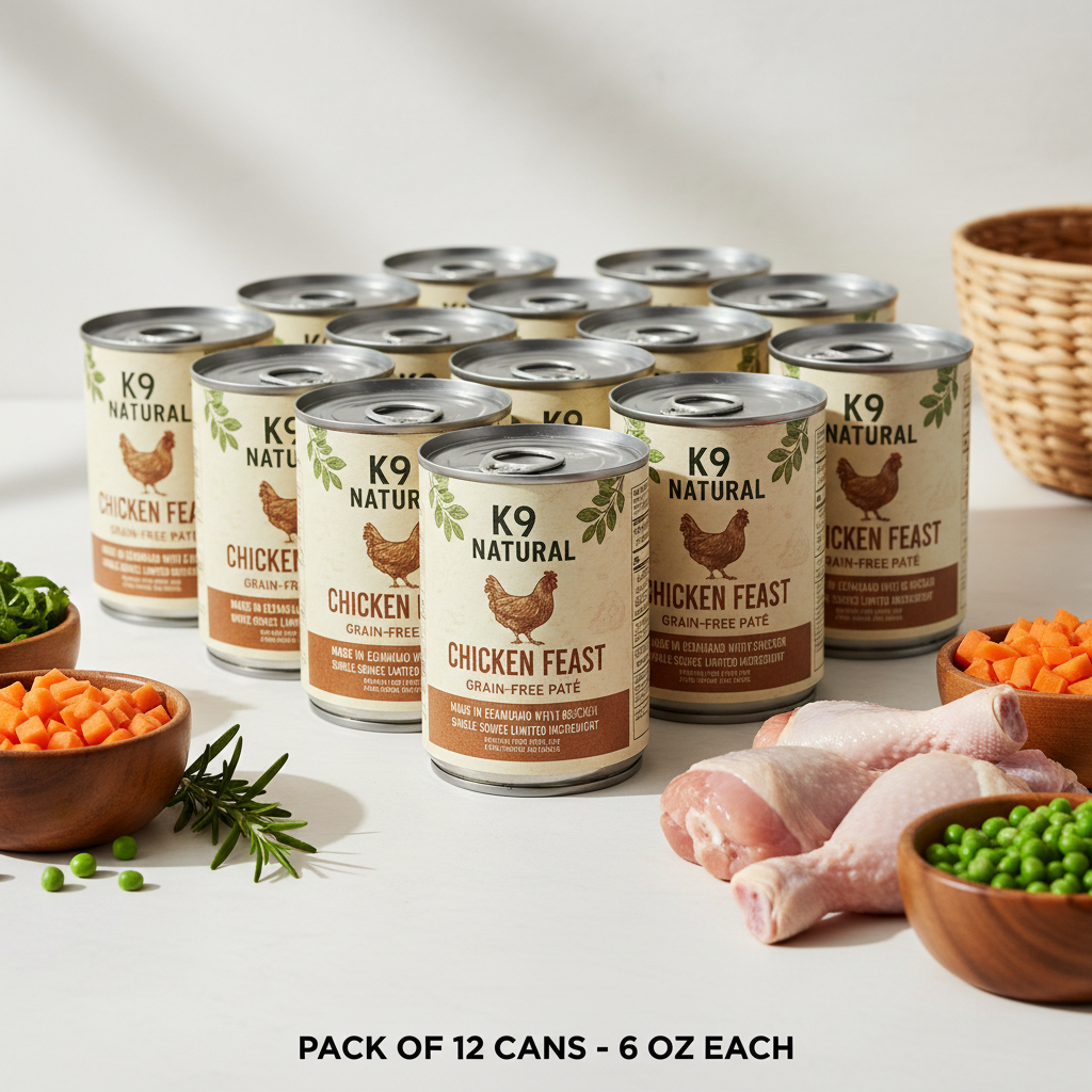 https://farmorganic.shop/products/k9-natural-wet-dog-food-pate-chicken-feast-6-oz-cans-pack-of-12-grain-free-made-in-new-zealand-with-cage-free-chicken-single-source-limited-ingredient - https://www.farmorganic.shop